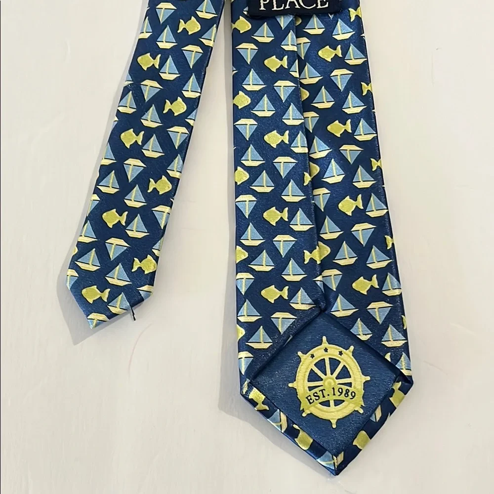 The Children’s Place Kids Navy Sailboat & Fish Pattern Adjustable Tie